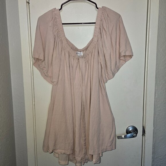 Mable‎ Anthropologie Romper Pink Cottage Core Pockets Size M Boho Easter - Picture 2 of 7